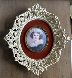 VTG Cameo Creation Victorian Ornate Framed Vigee Le Brun Self Portrait 15x14" - Picture 1 of 6