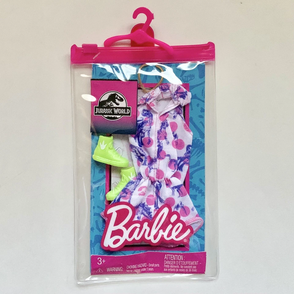Mattel Barbie Doll Fashion Pack Jurassic World Outfit - Romper shoes necklace