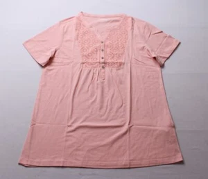 American Sweetheart Women's Eyelet Henley Tunic Shirt EJ3 Blossom Medium - Picture 1 of 3
