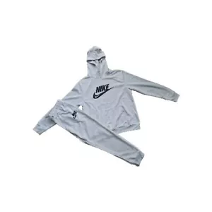 New Nike Swoosh Sweat Suit Pull Over Hoodie & Joggers Men's Heather Gray Large. - Picture 1 of 5