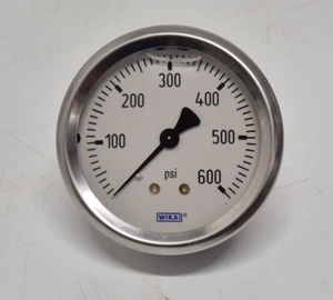 Wika Manometer 0-600 flüssigkeitsgefüllt 2-1/2" ZIFFERBLATT Edelstahl 1/4" MNPT - Bild 1 von 4