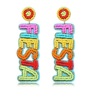 Cinco De Mayo Earrings for Women Colorful Beaded Fiesta Pinata Drop Dangle Earri - Picture 1 of 6
