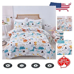 Stylish All-Season Kids Dinosaur Comforter Set - Full Size with Pillow Shams - Picture 1 of 9