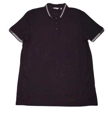Calvin Klein Polo Shirt Men's Medium Black Button Up Spell Out Logo Comfort Fit - Image 1 of 4