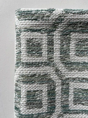 Kravet Green/ White Tweed Squares Fabric Remnant 24"x24" - Image 1 of 3