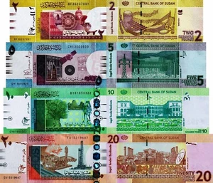 SUDAN - Lotto 4 banconote 2/5/10/20 pounds FDS - UNC - Picture 1 of 1