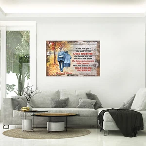 Póster personalizado de pareja vieja familiar cuando recibimos, arte de pared de pareja de otoño - Imagen 1 de 3