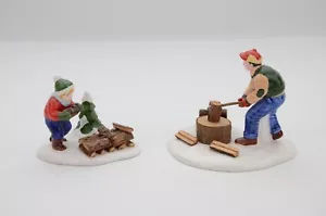 Department 56 The Original Snow Village "Chopping Firewood" Pre-Owned - Picture 1 of 9