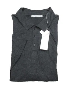 Vince Men's Black Heather Feeder Stripe Cotton Modal Short Sleeve Polo Shirt - Picture 1 of 4