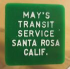 1967 May's Transit Service Santa Rosa, CA Bus Token - California Green Square
