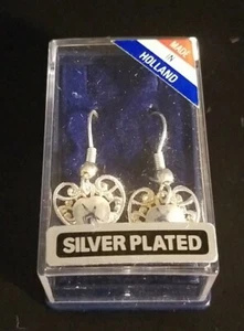 Silver-plated Blue Windmill Earrings, Made In HOLLAND - Picture 1 of 5