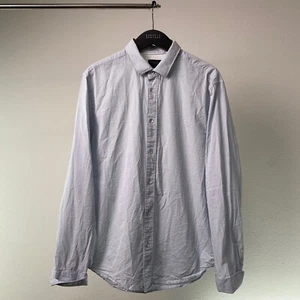 RAG AND BONE SEERSUCKER BUTTON UP STRIPED LIGHT CHAMBRAY MADE IN USA FIT 1 SZ 17 - Picture 1 of 12