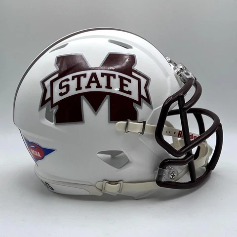 Mississippi State Bulldogs CUSTOM Matte White Mini Football Helmet Cover