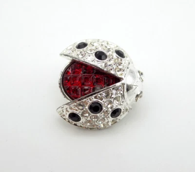 CAROLEE Figural Ladybug Silver Tone Scatter Pin Red White Black Rhinestones - Image 1 of 4