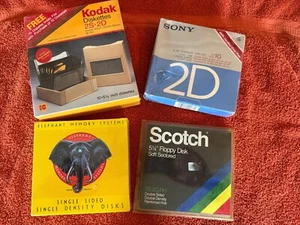 40 Factory Sealed 5 1/4" Blank Disks: Kodak w/ Case, Elephant, Scotch, Sony - Bild 1 von 2