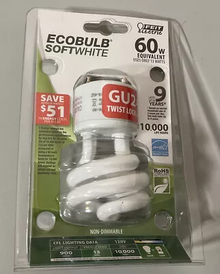 Feit Electric ECOBULB SOFTWHITE 60W Equivalent Uses 13W GU24 Twist Lock Base - Image 1 of 2