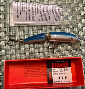 Vintage Rapala Finland "J-9 Floating" Jointed Angelköder selten Box & Papiere Rarität - Bild 1 von 9