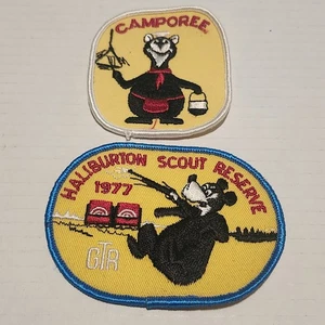 Vintage 1977 Pfadfinder Haliburton Scout Reserve GTR Camporee Bär Aufnäher  - Bild 1 von 4