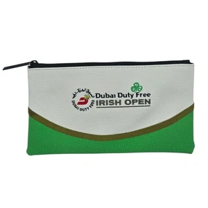 Callaway X Dubai Duty Free Irish Open Valuables Bolsa Cremallera Blanco Verde Cuero PU - Imagen 1 de 6