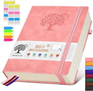 Cuaderno de diario forrado A4, diarios de cuero grandes de 365 páginas para A4, rosa  - Imagen 1 de 7