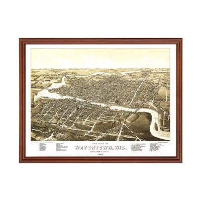 Old Map of Watertown, WI 1885 - Vintage Watertown Wisconsin - Image 1 of 4