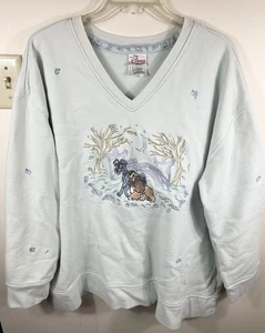 Lady & The Tramp Sweatshirt Damen XXL Allover bestickt Vintage Disney RAR - Bild 1 von 17