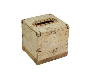 Birch Bark Square Tissue Box Holder Rustic Forest Lodge Cabin Decor Accessory - Picture 1 of 3