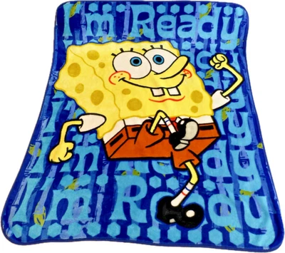 Bob Esponja Pantalones Cuadrados I’m Ready Azul Lux Manta Gruesa Felpa Y2K Niños De Colección Foto 1 de 4