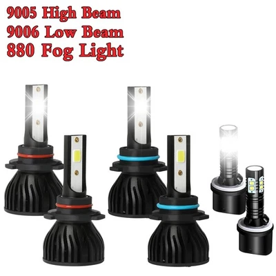 For Saturn SW1 SW2 1996-2001 6000K 6X LED Headlights Hi/Lo beam+ Fog Light Bulbs - Image 1 of 4