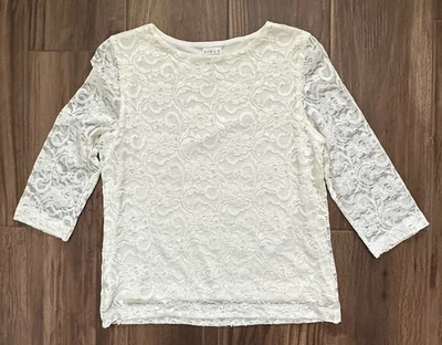Blusa Top Koret Encaje Marfil Manga 3/4 Fiesta Elegante Semi-Formal Para Mujer Foto 1 de 4