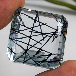 41.80 Ct Natural Earth mined Rutilated Quartz Needle Bluck Gemstone From Brazil - Picture 1 of 9