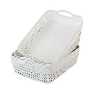 6 Packs Large Plastic Storage Tray Baskets with Handles for Organizing, large - Picture 1 of 8