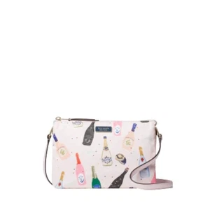 KATE SPADE Dawn Champagne Print Triple Gusset Crossbody Bag Pink $218 - Picture 1 of 13