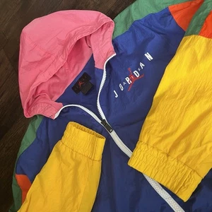 VTG Nike Air Jordan Windbreaker Jacket Color Block Youth Large 12-13 Y2K Logo - Picture 1 of 7