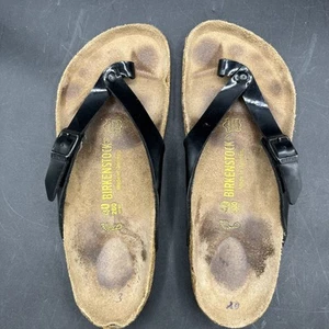 Birkenstock Adria Women’s Size 9 Thong Sandals Black Leather Buckle Flip Flops - Picture 1 of 6