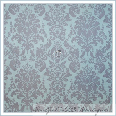 BonEful Fabric Cotton Quilt Blue Gray Brown Damask Flower Garden Cottage L SCRAP - Image 1 of 4