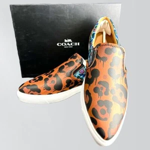 Neu im Karton Coach Wildbeast Slipper Nappa braun Leder Tiermotiv - Bild 1 von 9