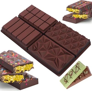 SIlicone Chocolate Bar Mould Dubai Kunafa Pistachio Praline Diamond Square Mold - Picture 1 of 8