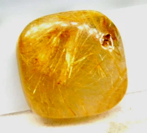 5,60 Karat natürlicher zertifizierter goldener Rutilquarz ausgefallener Schnitt Cabochon loser Edelstein - Bild 1 von 5