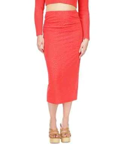 Michael Kors Midirock Geparden-Print Rüschen Damen Größe XL Rosa Stretch Jersey - Bild 1 von 11