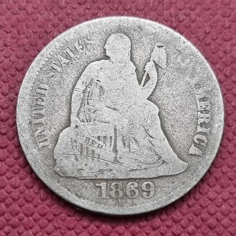1869 S Seated Liberty Dime 10c Circulated #45968 Cover