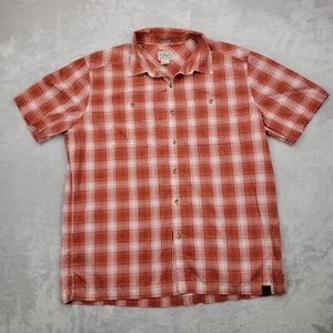 LL Bean Shirt Mens Large Tall Orange Plaid Button Up Office Wrinkleless Adult LT - Picture 1 of 6
