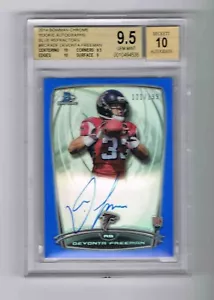 2014 Bowman Chrome Autograph Blue Refractor Devonta Freeman BGS 9.5/10 GEM MINT - Picture 1 of 2