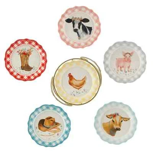 Pioneer Donna 6 Novità Gingham Piatti Portafili Cappello Maiale Pollo Mucca Stivali Regalo - Foto 1 di 8
