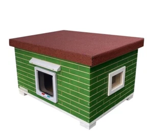 Outdoor Katzenhaus Katzenhütte Wetterfest isoliert Mao XXL GRÜN mit Katzenklappe - Bild 1 von 4