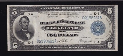 US 1918 $5 FRBN Cleveland District Note FR 787 VF (481) - Image 1 of 2