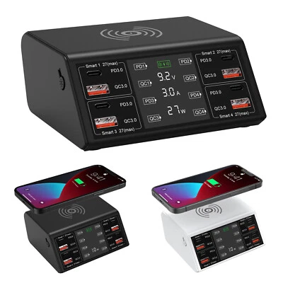 100W 8-Ports PD3.0 QC3.0 USB Charging Station Wireless Charger for iPhone 16 15 - Image 1 of 4