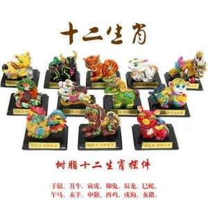 1*Chinese Zodiac Resin Craft Home Office Handcrafts Figure Feng Shui Decoration - Picture 1 of 16