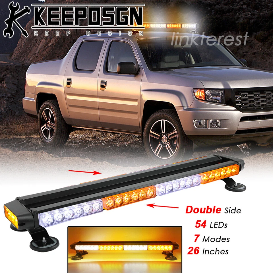 For Honda Ridgeline LED Rooftop Warning Emergency Strobe Lights Bar White Amber Foto 1 de 4