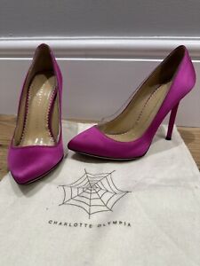 Authentic Charlotte Olympia Satin Pink Pointy Heel Size Eur 36 / UK 3